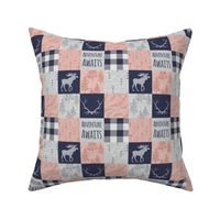 2” Adventure Awaits Quilt - Girl - Pink Navy and Grey - Plaid, 