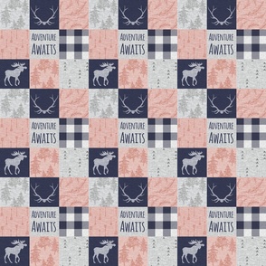 2” Adventure Awaits Quilt - Girl - Pink Navy and Grey - Plaid, 