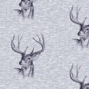 Bucks on Linen - navy