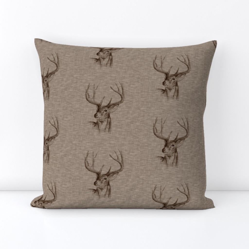 Bucks on Linen - mocha