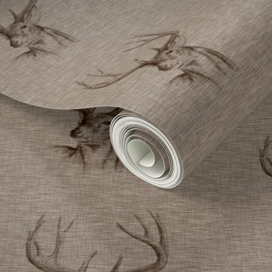 Bucks on Linen - mocha