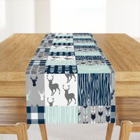 Little Man Patchwork Deer - white, navy, mint and grey