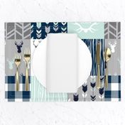 Little Man Patchwork Deer - white, navy, mint and grey