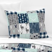 Little Man Patchwork Deer - white, navy, mint and grey