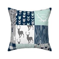 Little Man Patchwork Deer - white, navy, mint and grey