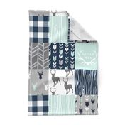 Little Man Patchwork Deer - white, navy, mint and grey