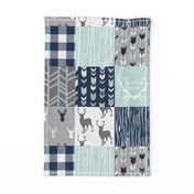 Little Man Patchwork Deer - white, navy, mint and grey