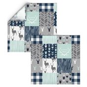 Little Man Patchwork Deer - white, navy, mint and grey