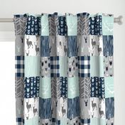 Little Man Patchwork Deer - white, navy, mint and grey