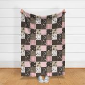Patchwork Deer - Cocoa and pink - rotated