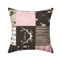 Patchwork Deer - Cocoa and pink - rotated