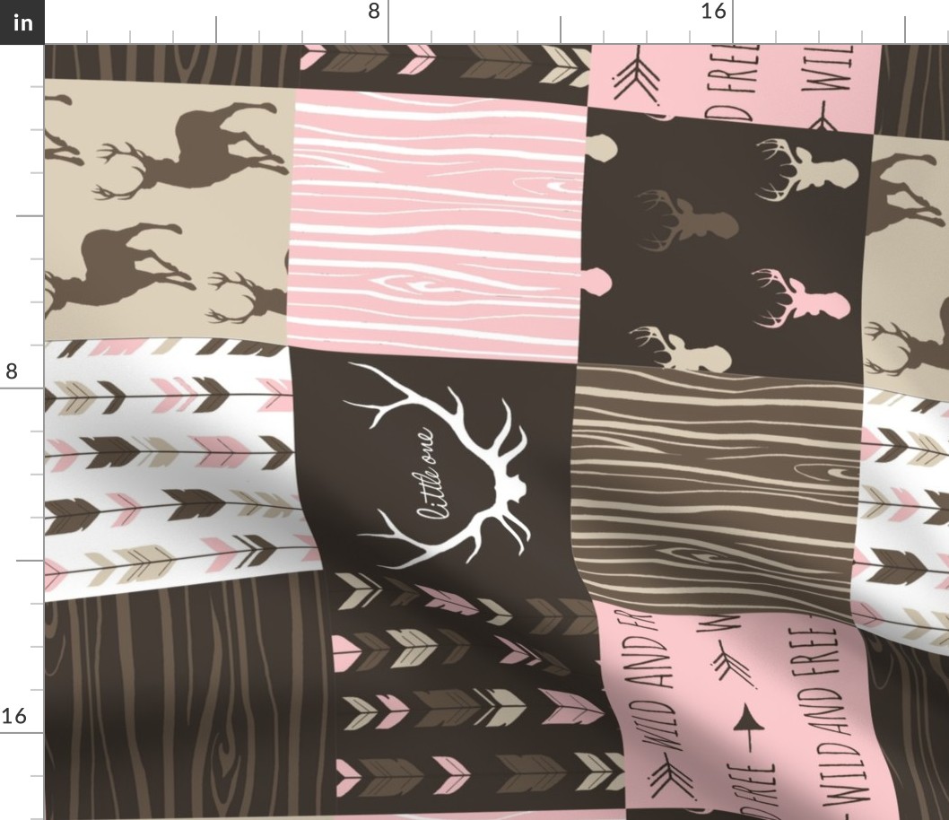 Patchwork Deer - Cocoa and pink - rotated