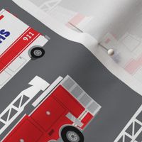 (large scale) first responders vechicles (grey) - ambulance and firetruck 