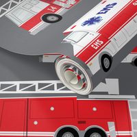 (large scale) first responders vechicles (grey) - ambulance and firetruck 