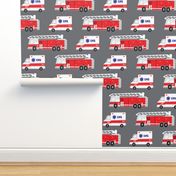 (large scale) first responders vechicles (grey) - ambulance and firetruck 