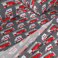 (large scale) first responders vechicles (grey) - ambulance and firetruck 