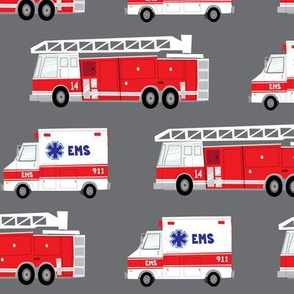 (large scale) first responders vechicles (grey) - ambulance and firetruck 