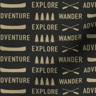 explore wander adventure (soft black & tan)