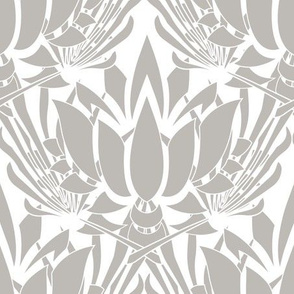 Beige neutral lotus flower elegant wallpaper and regal fabric