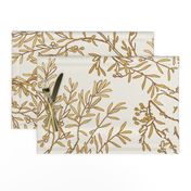 Gold branches on cream toile chinoiserie ivory wallpaper