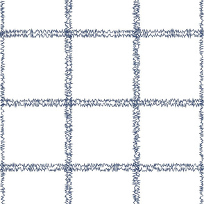 Large plaid blue plaid navy plaid on white large squares