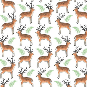 Rudolph and Friends - Holiday Deer & Fern Reindeer Christmas Textile