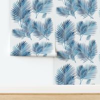 blue palms blue palm blue areca palms blues watercolor palm leaf frond banana leaf tropical