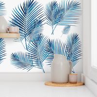 blue palms blue palm blue areca palms blues watercolor palm leaf frond banana leaf tropical