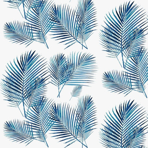 blue palms blue palm blue areca palms blues watercolor palm leaf frond banana leaf tropical