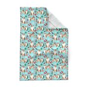 red merle aussie fabric - australian shepherd dog christmas fabric - light aqua