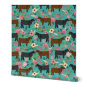 Angus cattle floral design - cattle fabric cow farm floral design 