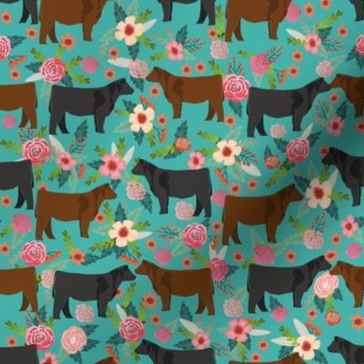 Angus cattle floral design - cattle fabric cow farm floral design 