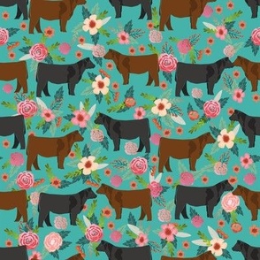 Angus cattle floral design - cattle fabric cow farm floral design 