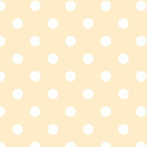 White polka dots on solid vanilla cream