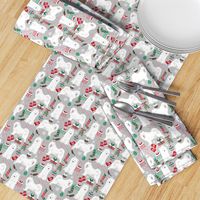 samoyed christmas dog fabric cute samoyeds holiday dog christmas design - grey