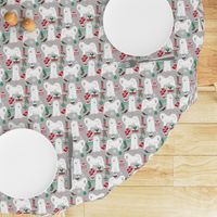 samoyed christmas dog fabric cute samoyeds holiday dog christmas design - grey