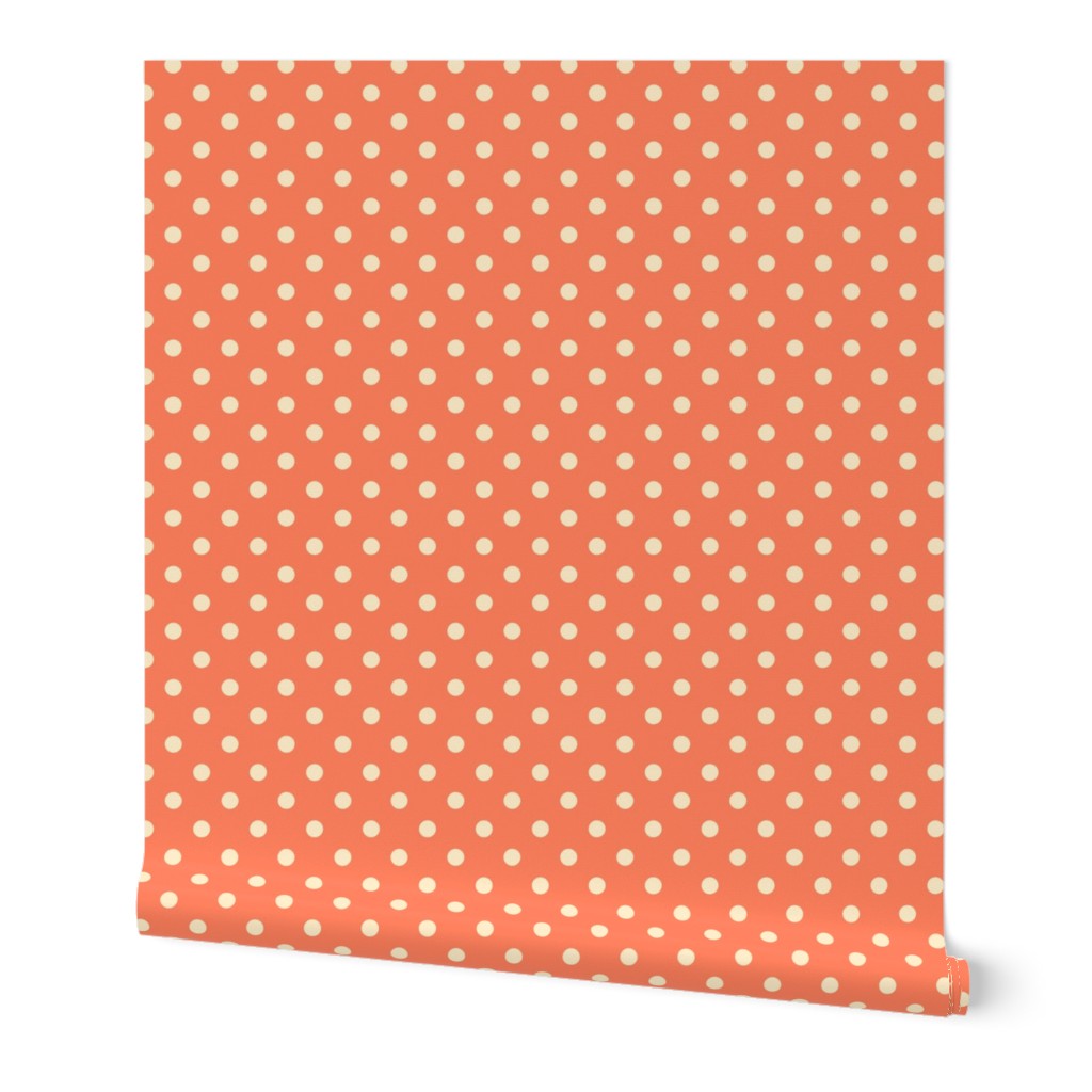 Vanilla polka dots on pumpkin orange