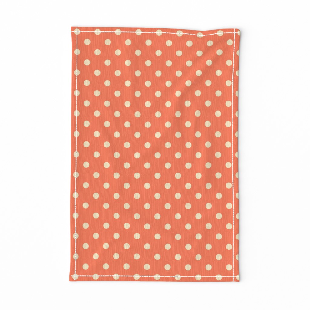 Vanilla polka dots on pumpkin orange