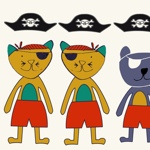 Cat and Bear pirates plush