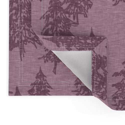 Evergreen Trees on Linen- plum