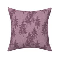 Evergreen Trees on Linen- plum