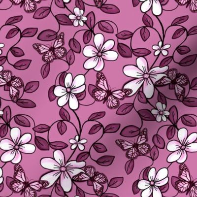 Flowers & Flutters / Vines & Butterflies  2 Plum,Purple,Wine  