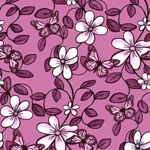 Flowers & Flutters / Vines & Butterflies  2 Plum,Purple,Wine  