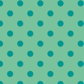 Turquoise polka dots on mint green