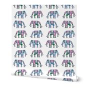 pink blue green elephants indian 