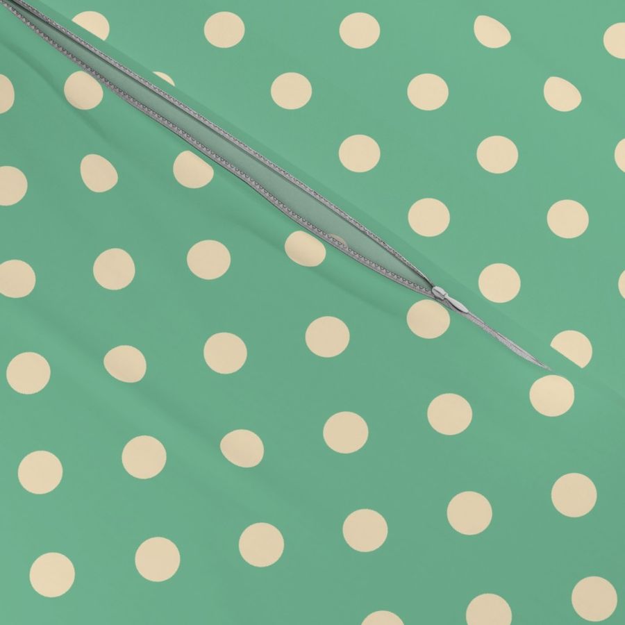 Vanilla cream polka dots on mint green