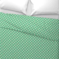 Vanilla cream polka dots on mint green