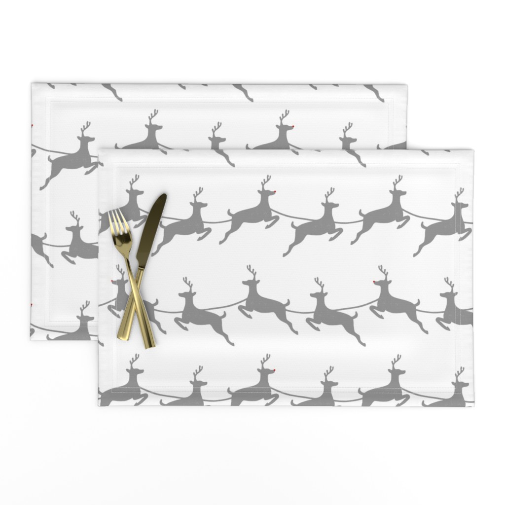 Flying Reindeer Gray on White