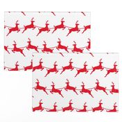 Flying Reindeer Red on White