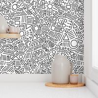 Abstract Doodles — white